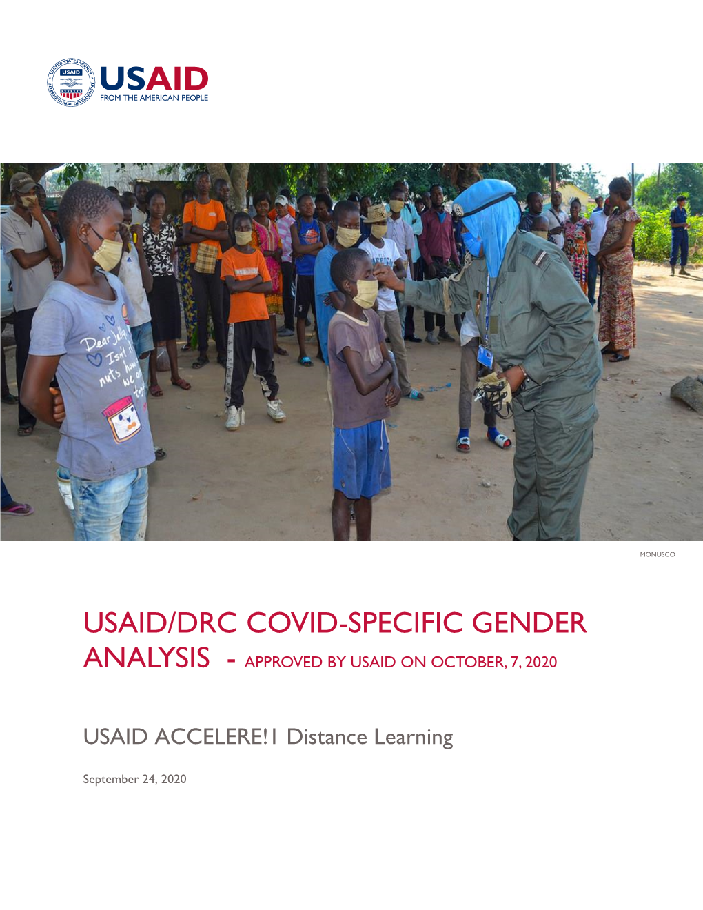 Usaid/Drc Covid-Specific Gender Analysis - Approved by Usaid on October, 7, 2020