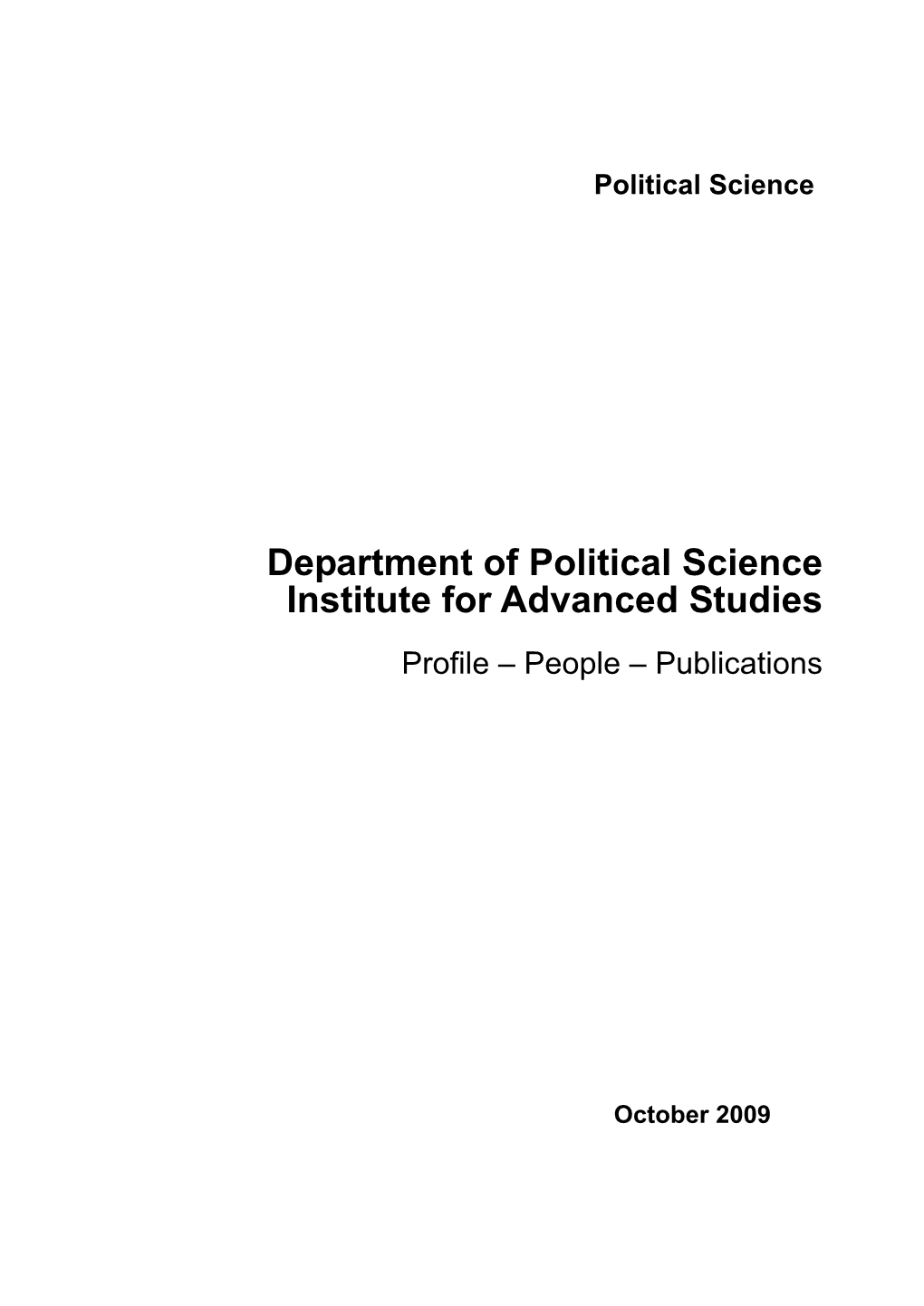 Department of Political Science Institute for Advanced Studies Profile – People – Publications