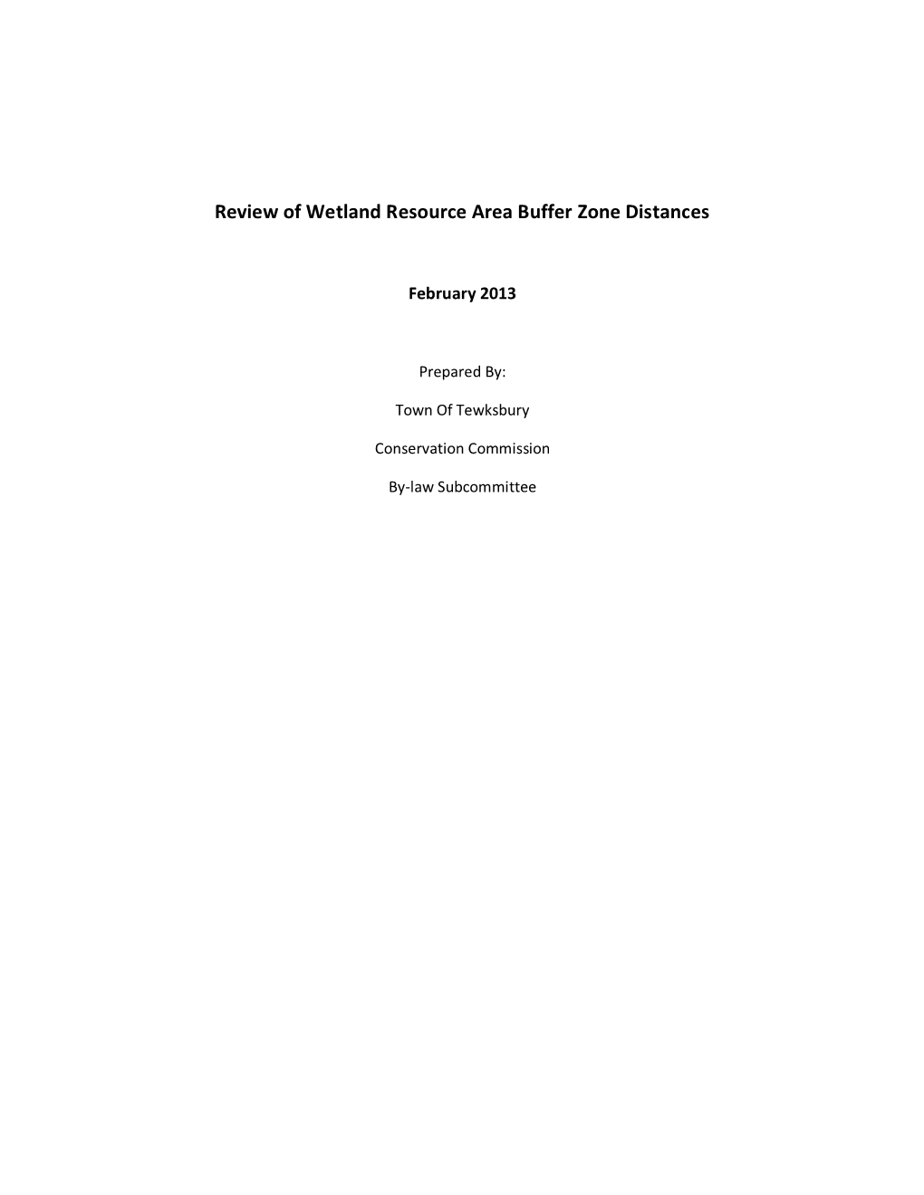 Review of Wetland Resource Area Buffer Zone Distances