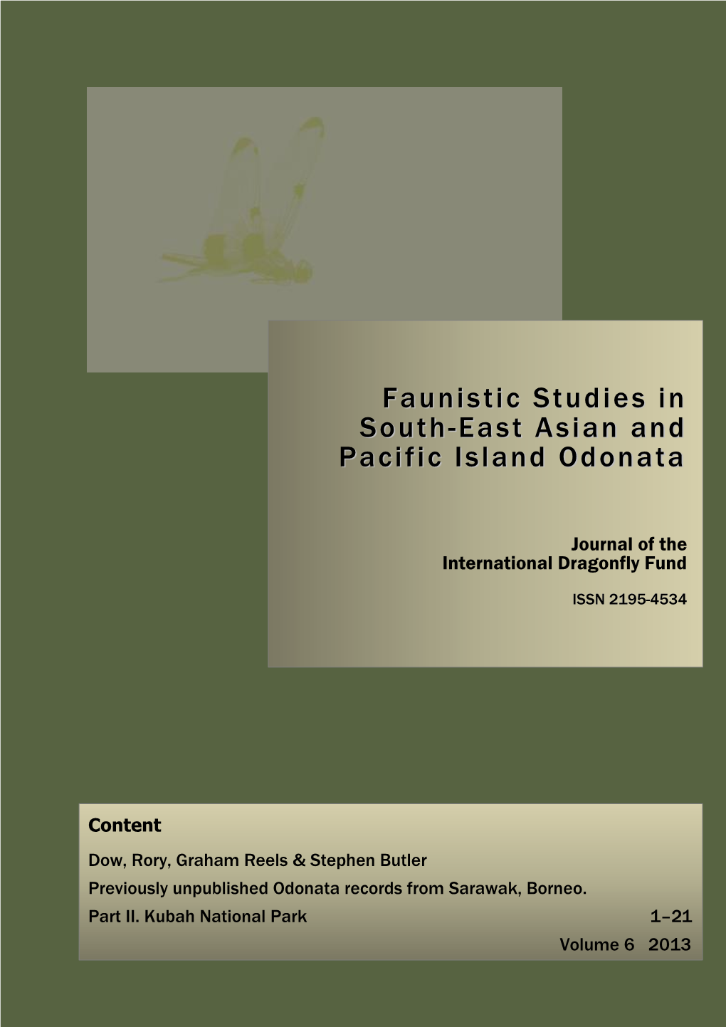 Faunistic Studies in South-East Asian and Pacific Island Odonata