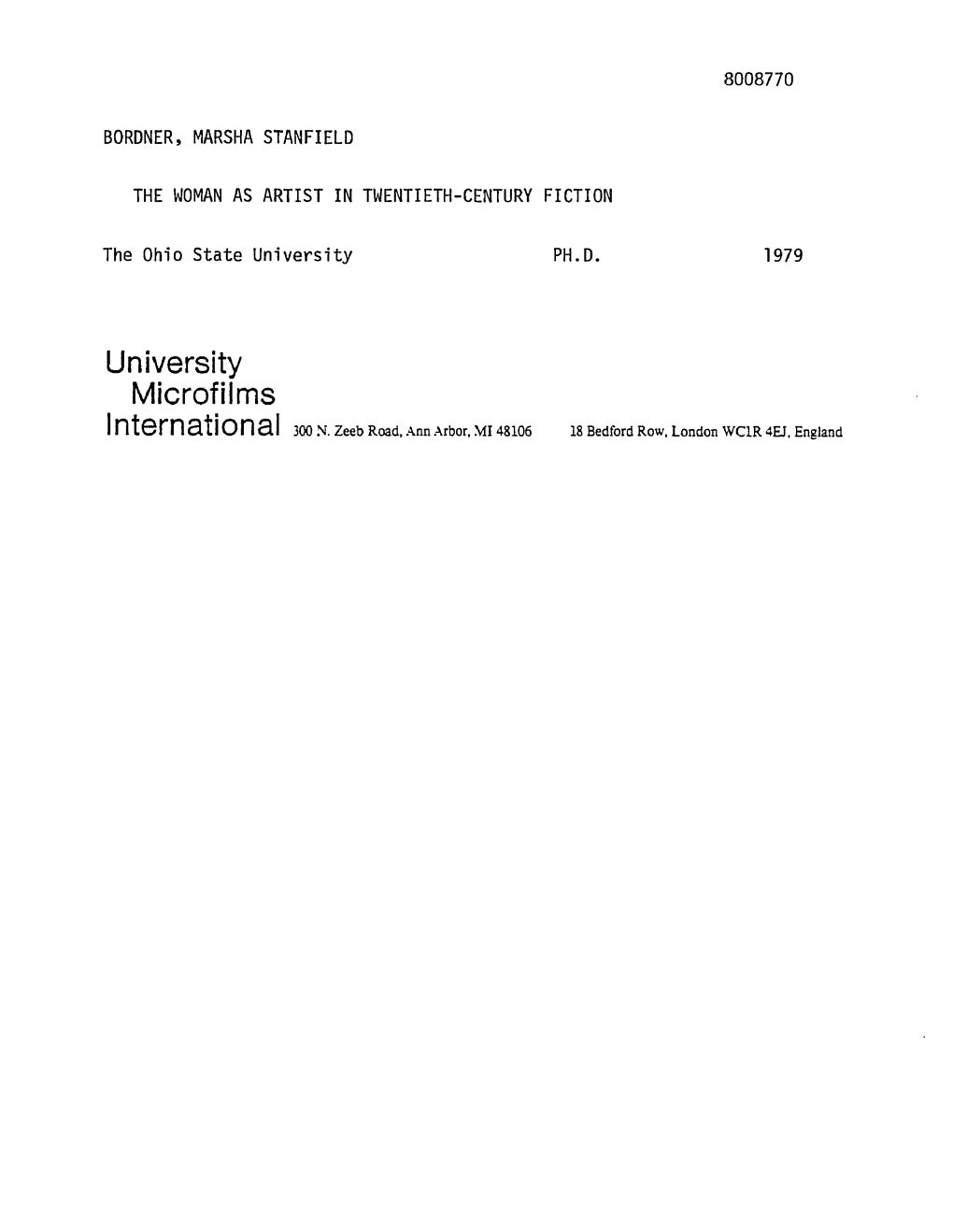 University Microfilms