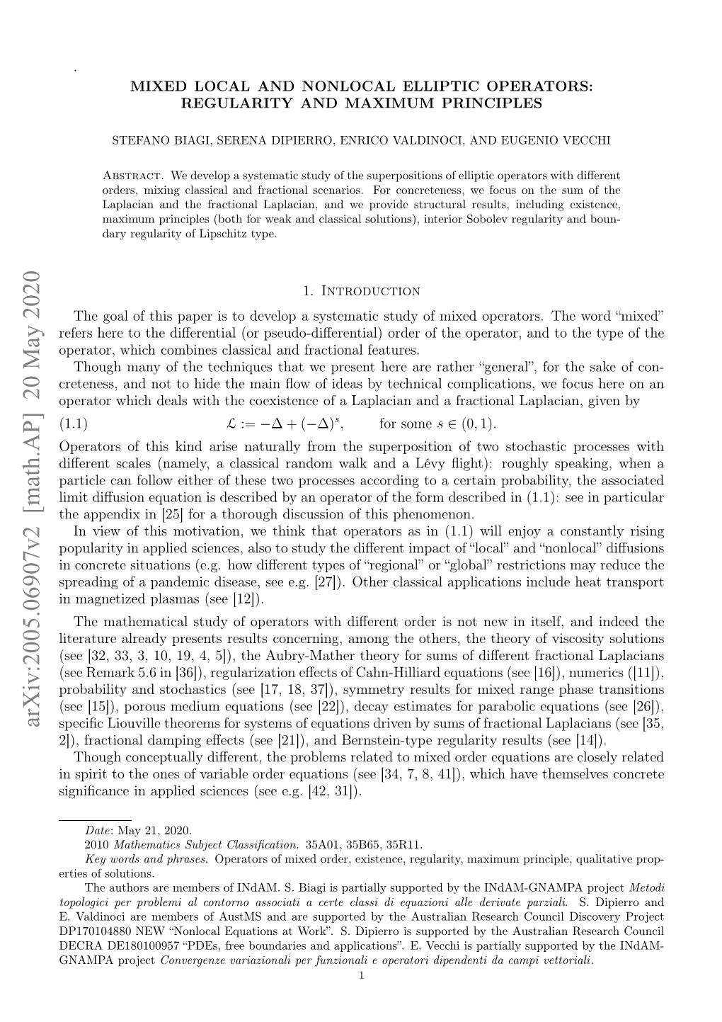 Arxiv:2005.06907V2 [Math.AP] 20 May 2020 Riso Solutions