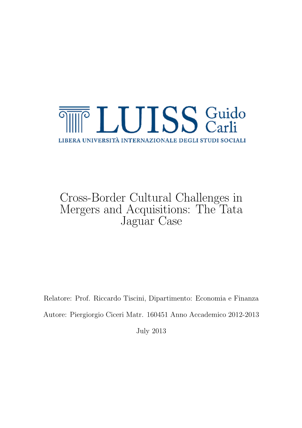 Cross-Border Cultural Challenges in Mergers and Acquisitions: the Tata Jaguar Case
