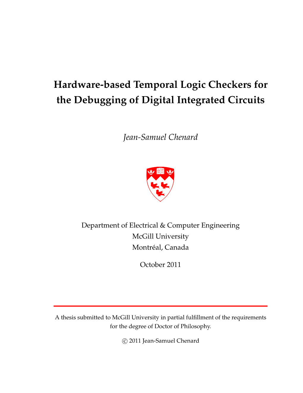 Hardware-Based Temporal Logic Checkers for the Debugging of Digital Integrated Circuits