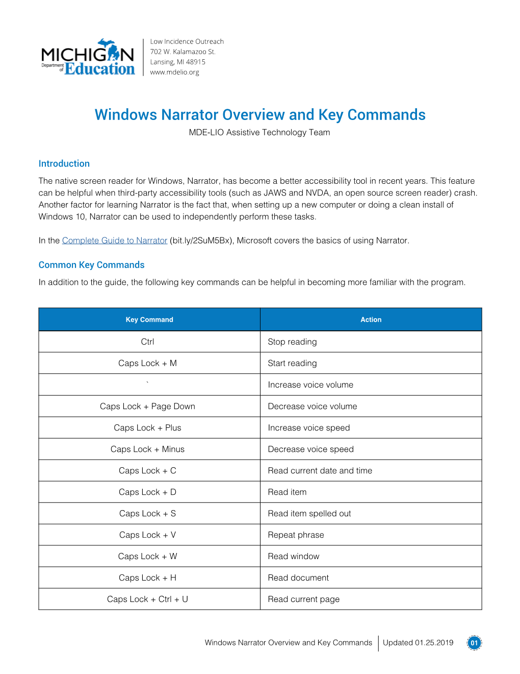 Windows Narrator Overview and Key Commands [PDF]