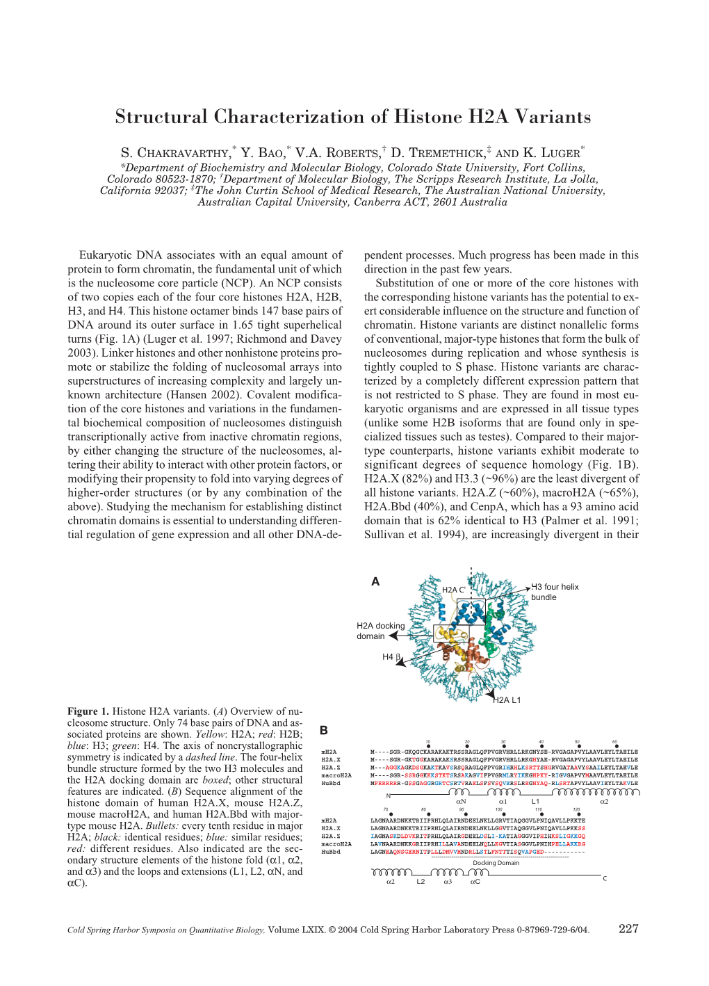 Structural Characterization of Histone H2A Variants