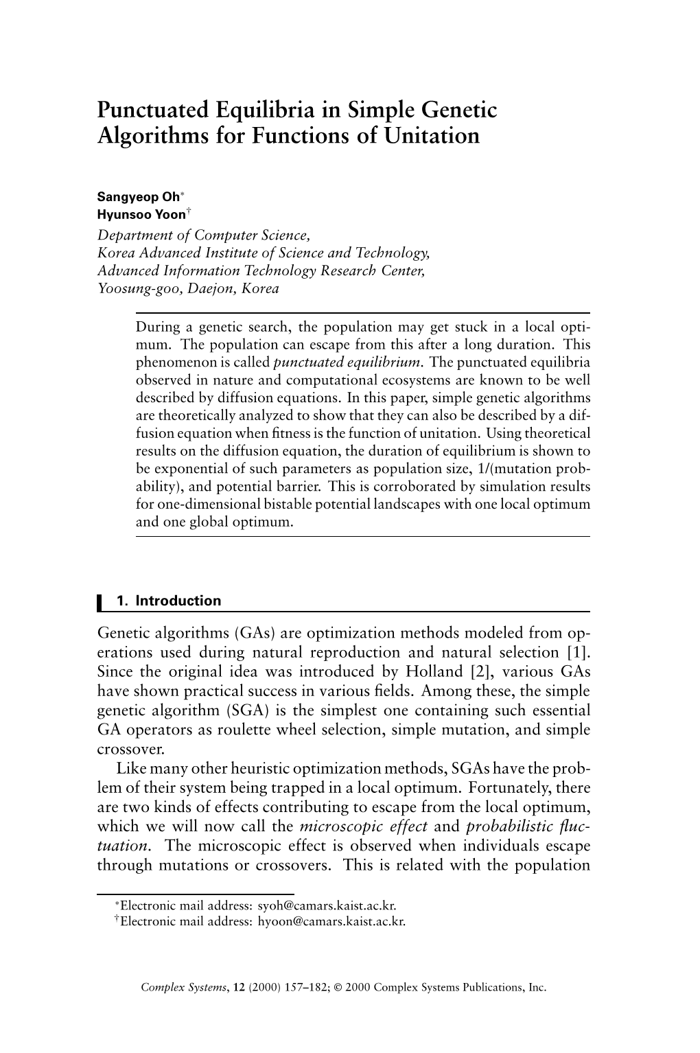 Punctuated Equilibria in Simple Genetic Algorithms for Functions of Unitation