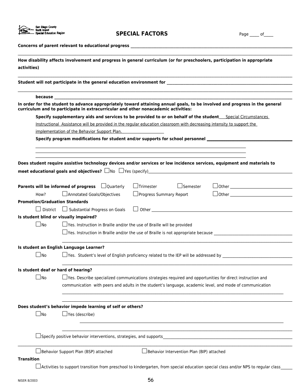 State Selpa Iep Template