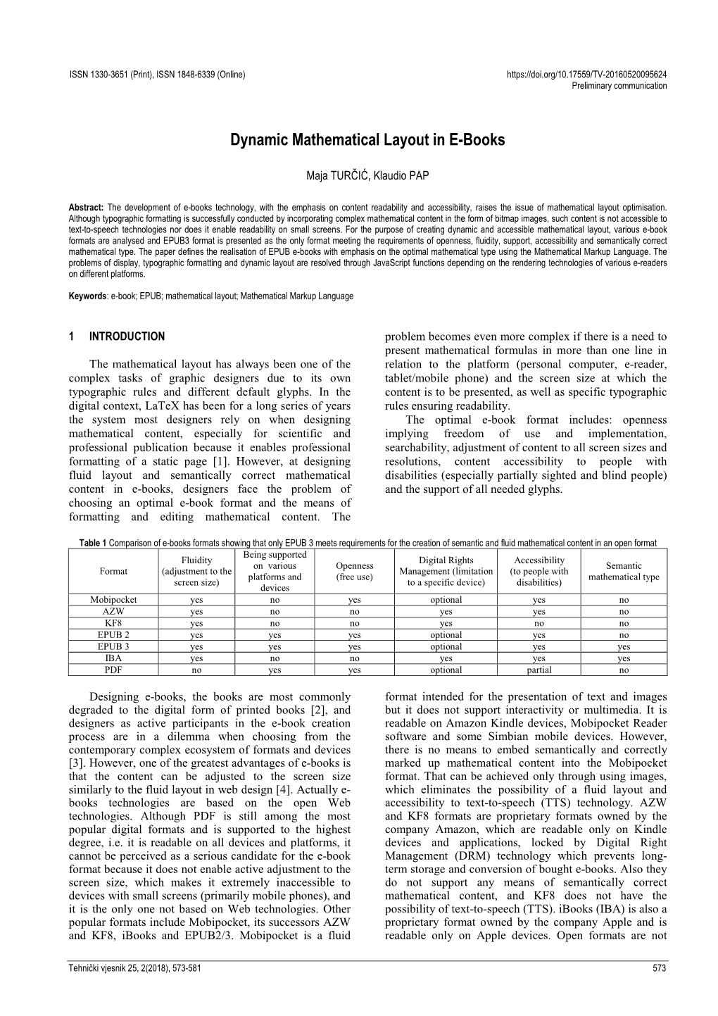 Dynamic Mathematical Layout in E-Books