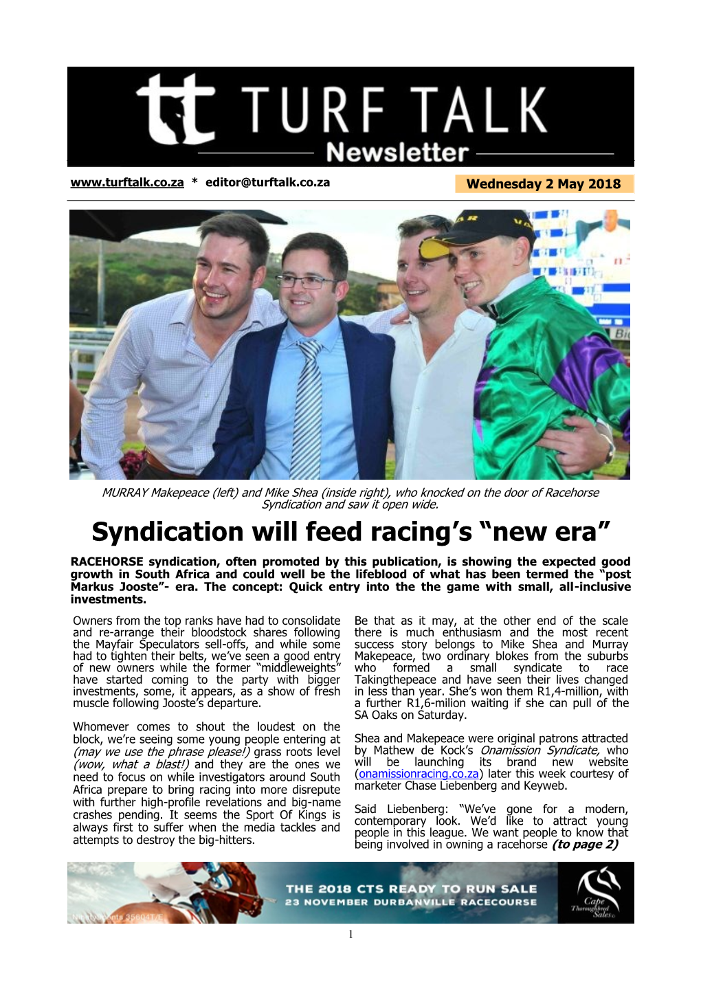 Syndication Will Feed Racing׳S “New Era״
