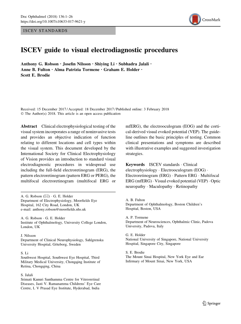 ISCEV Guide to Visual Electrodiagnostic Procedures