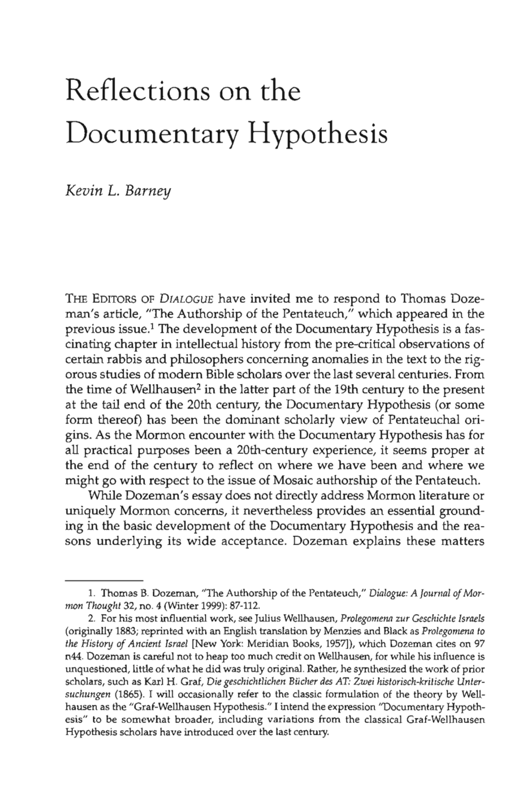 Reflections on the Documentary Hypothesis