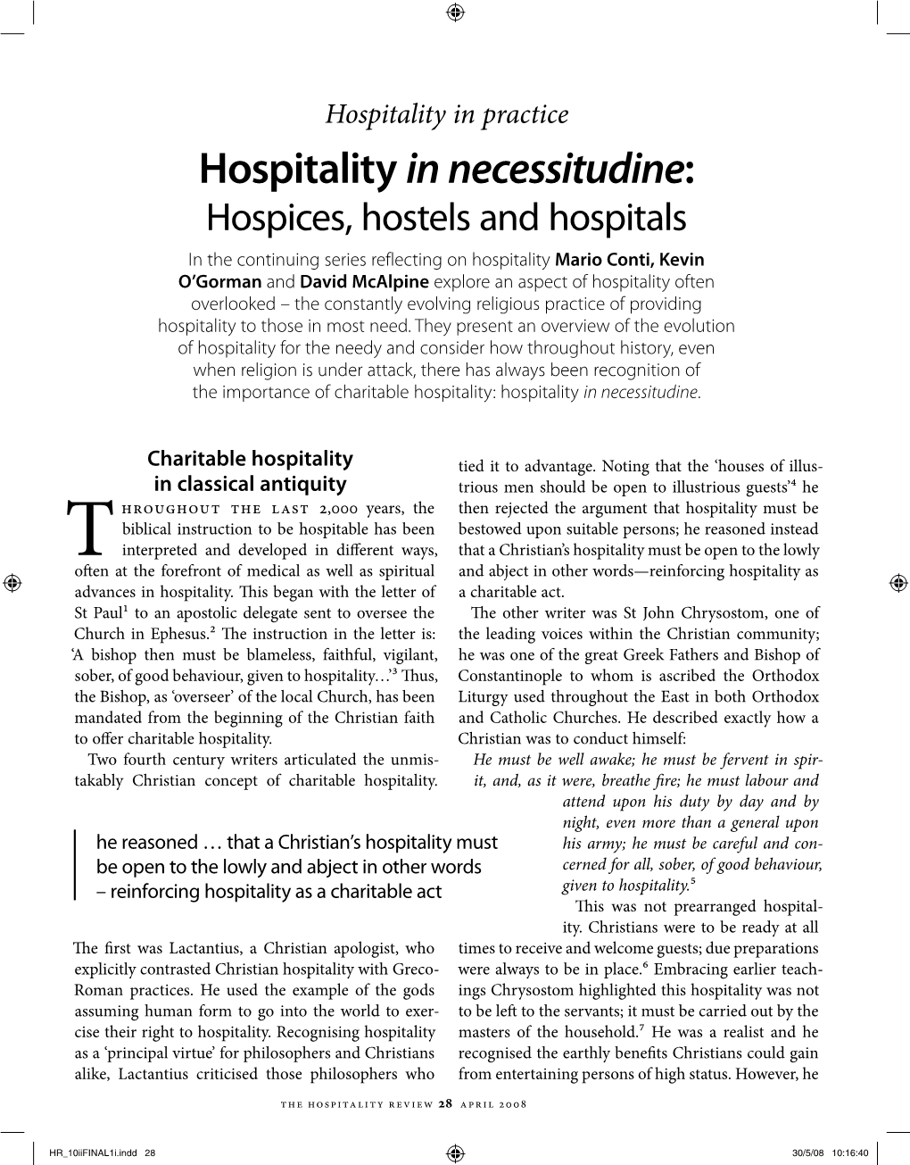 Hospitality in Necessitudine