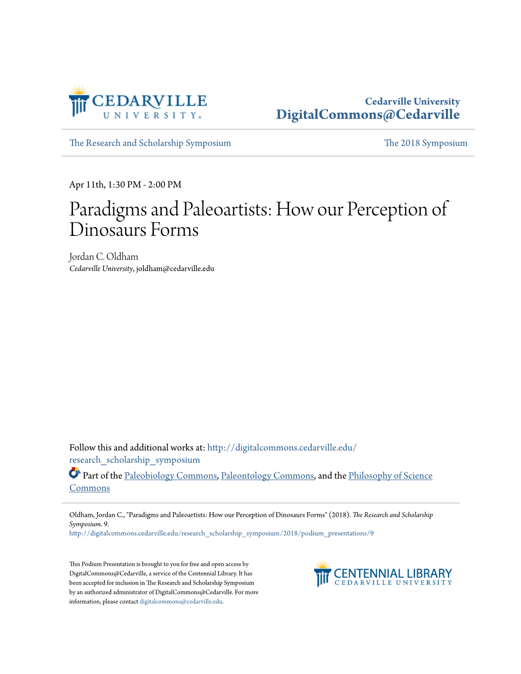 Paradigms and Paleoartists: How Our Perception of Dinosaurs Forms Jordan C