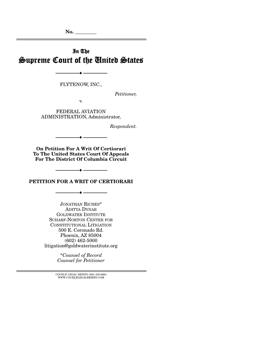 Flytenow's Petition for Writ of Certiorari