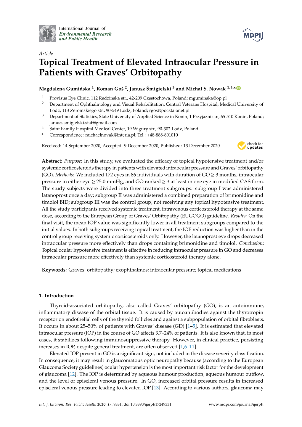 Topical Treatment of Elevated Intraocular Pressure in Patients with Graves’ Orbitopathy