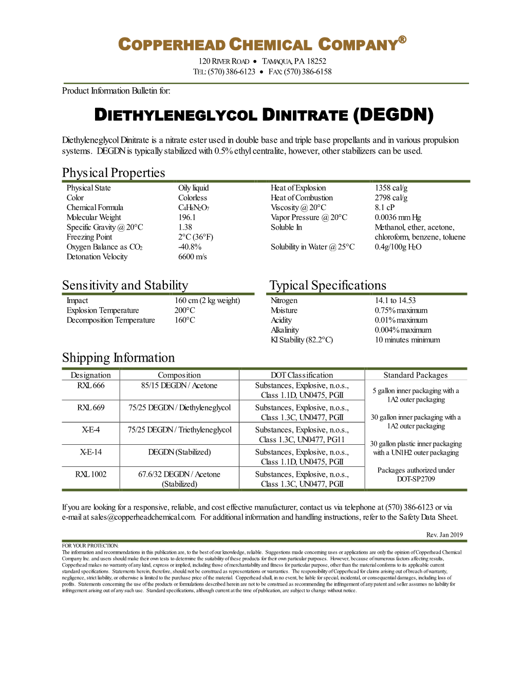 (DEGDN) Physical Properties Sensitivity and Stability Typical Specifi