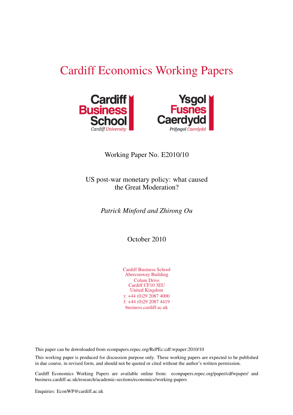 Cardiff Economics Working Papers