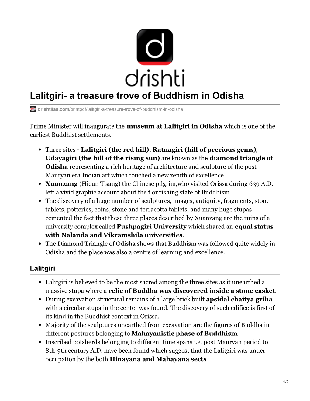 Lalitgiri- a Treasure Trove of Buddhism in Odisha