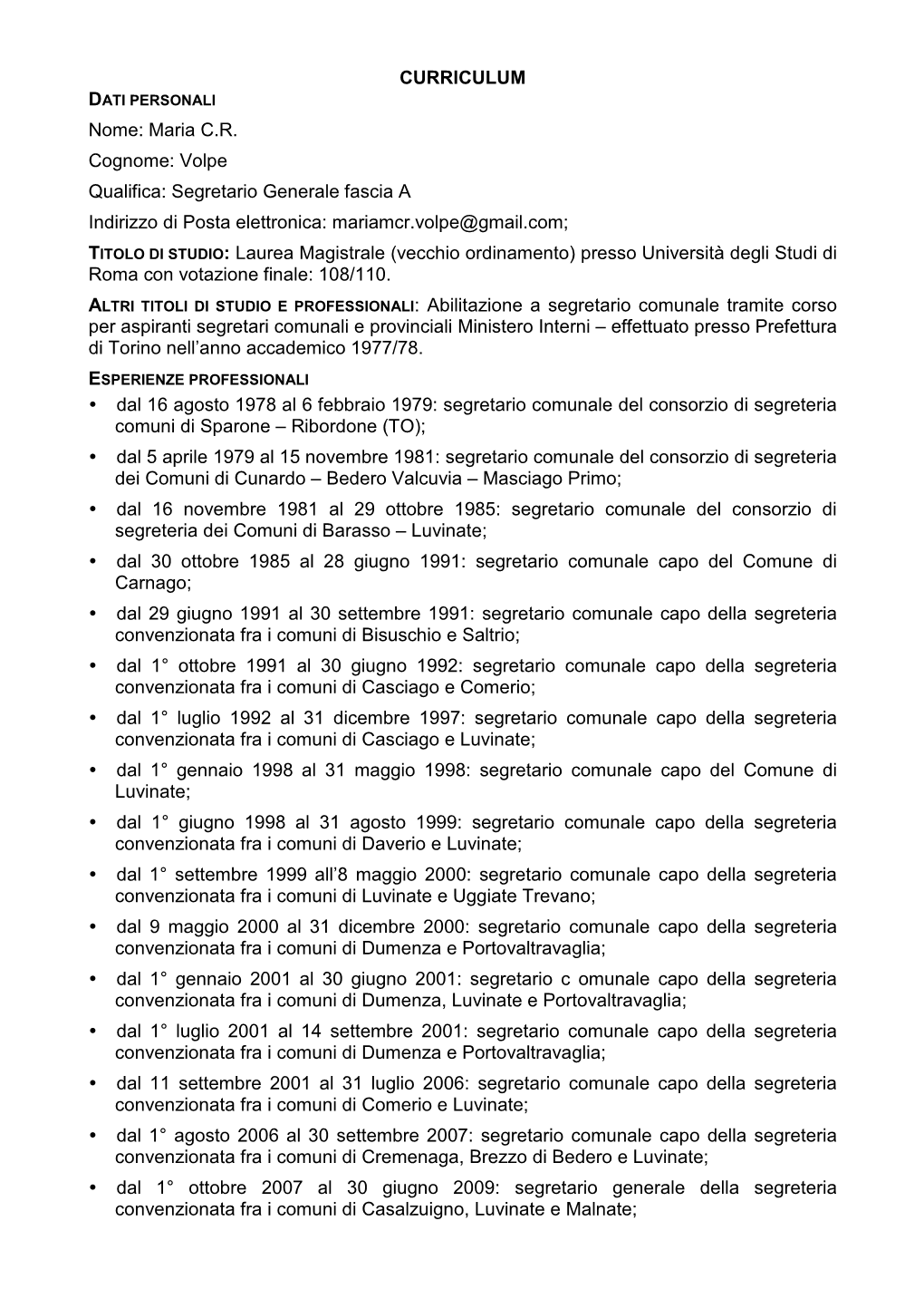 Curriculum D.Ssa VOLPE