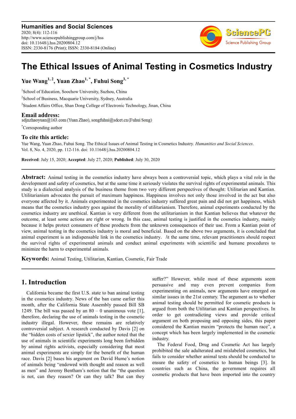 The Ethical Issues of Animal Testing in Cosmetics Industry