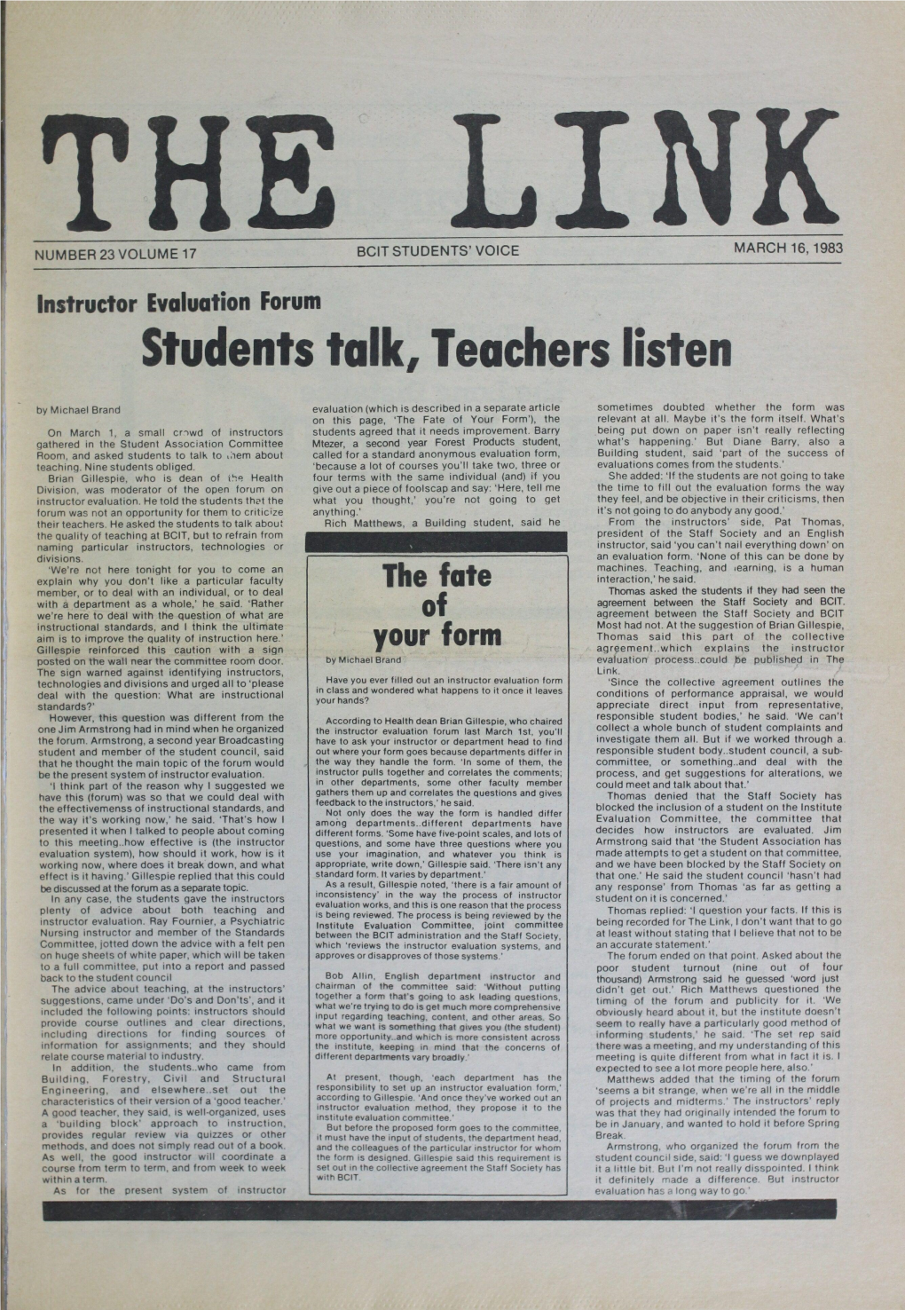 Students Talk. Teachers Listen