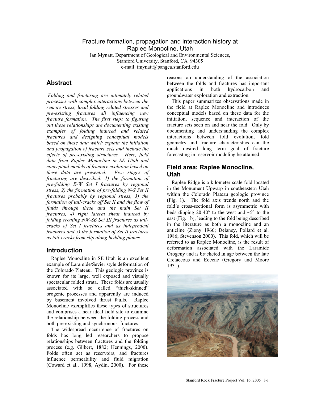 Raplee Monocline, Utah Fracture Formation, Propagation And