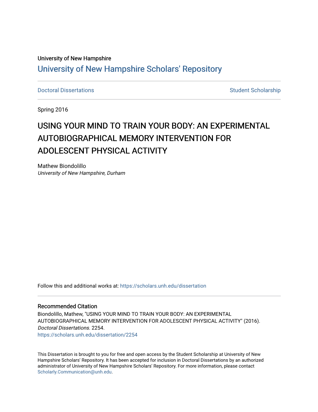 Using Your Mind to Train Your Body: an Experimental Autobiographical Memory Intervention for Adolescent Physical Activity
