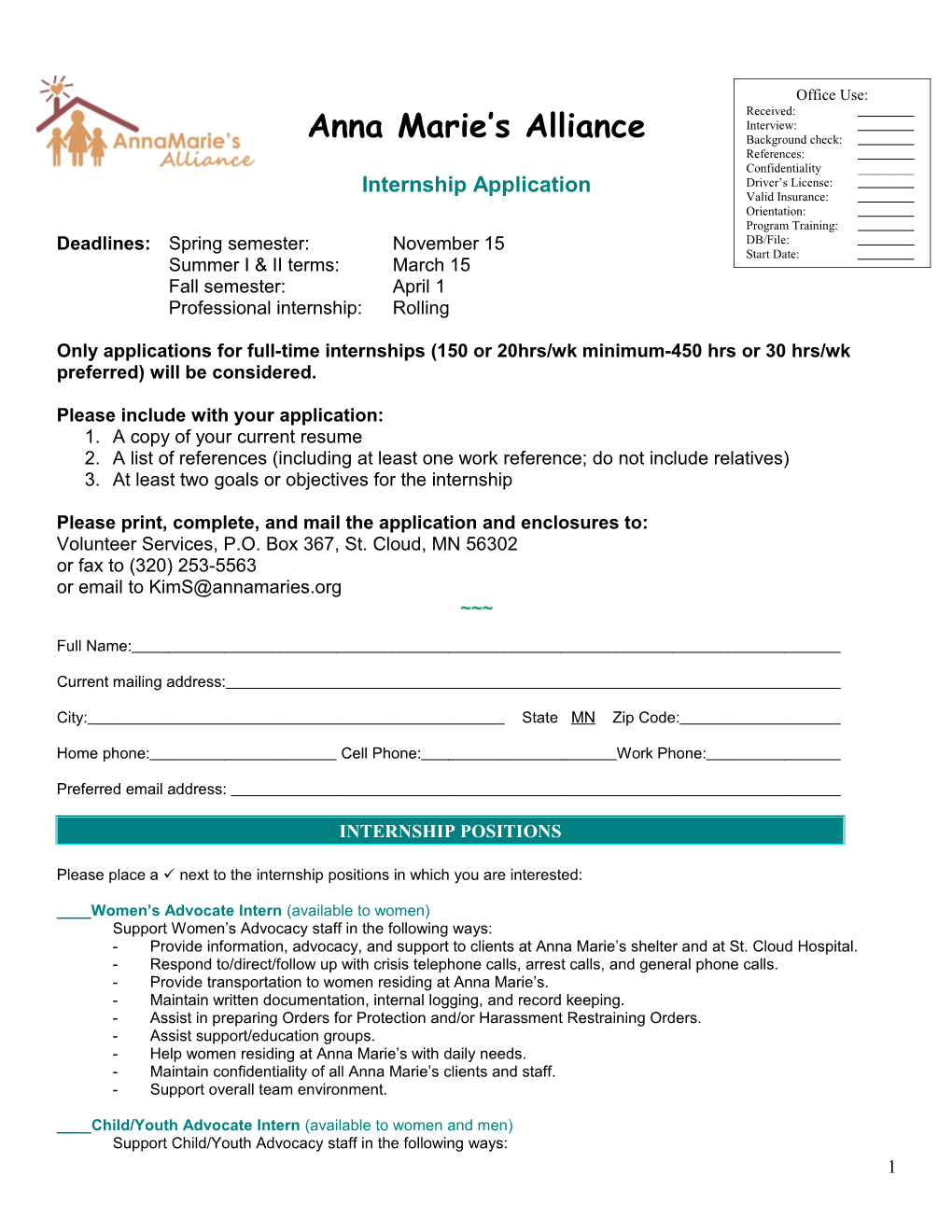 Internship Application s2