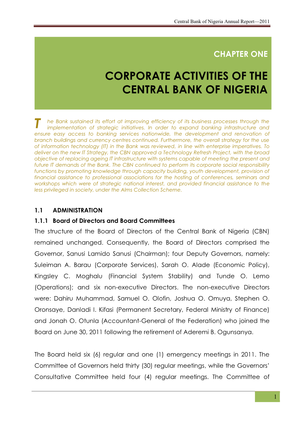 Chapter 1- Corporate Activities of The