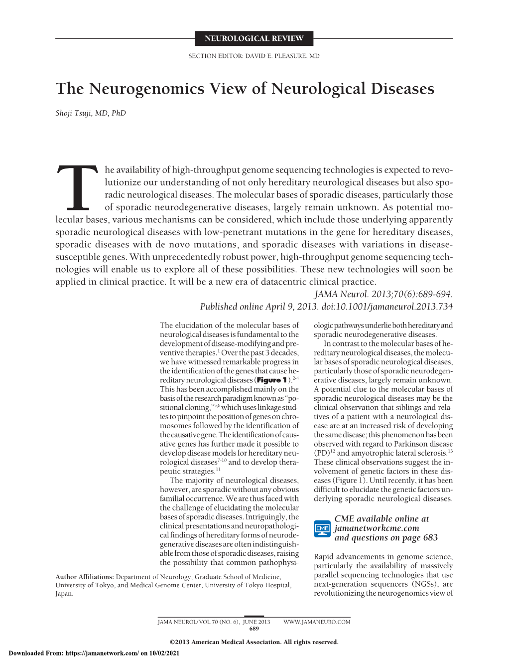 The Neurogenomics View of Neurological Diseases