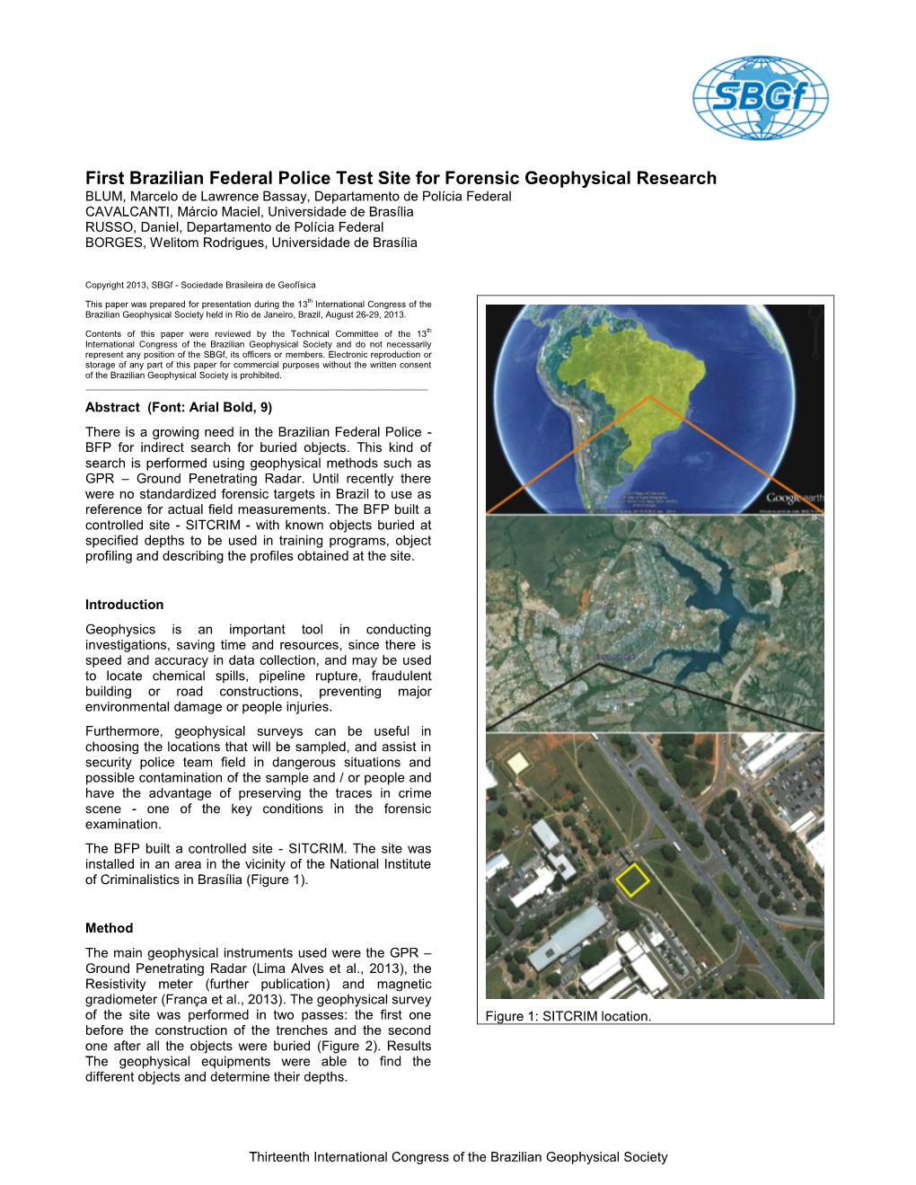 First Brazilian Federal Police Test Site for Forensic Geophysical Research