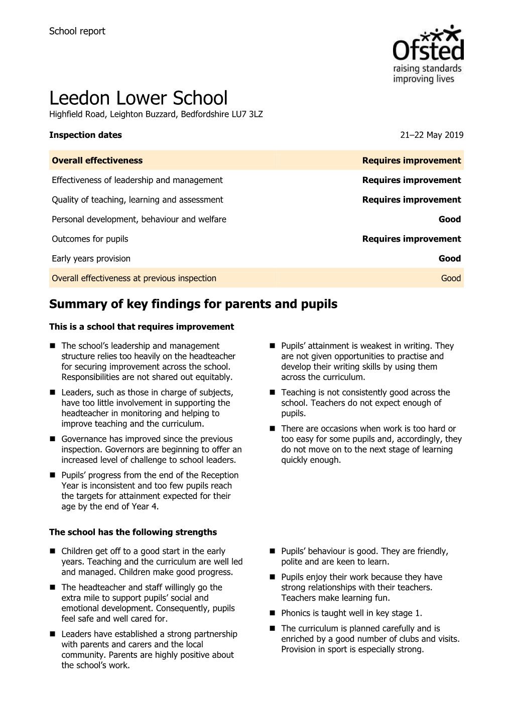 Leedon Lower School Highfield Road, Leighton Buzzard, Bedfordshire LU7 3LZ