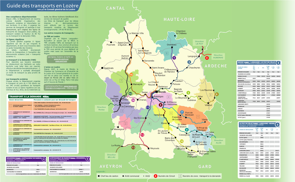 Guide Des Transports En Lozère Édité Par Le Conseil Général De La Lozère