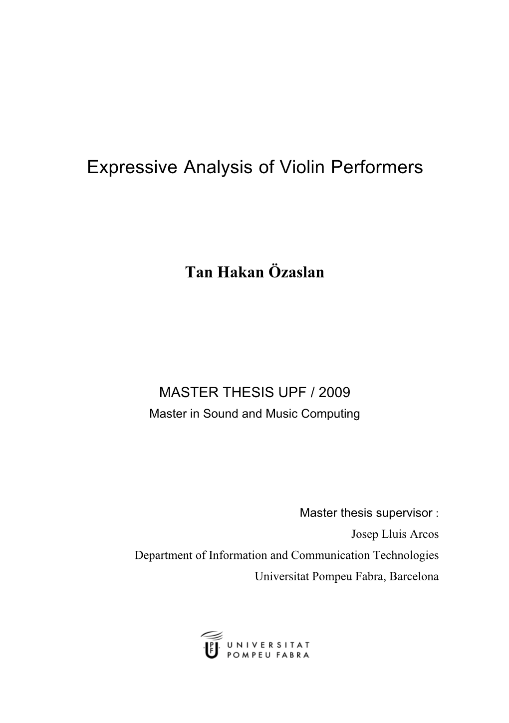 Expressive Analysis of Violin Performers