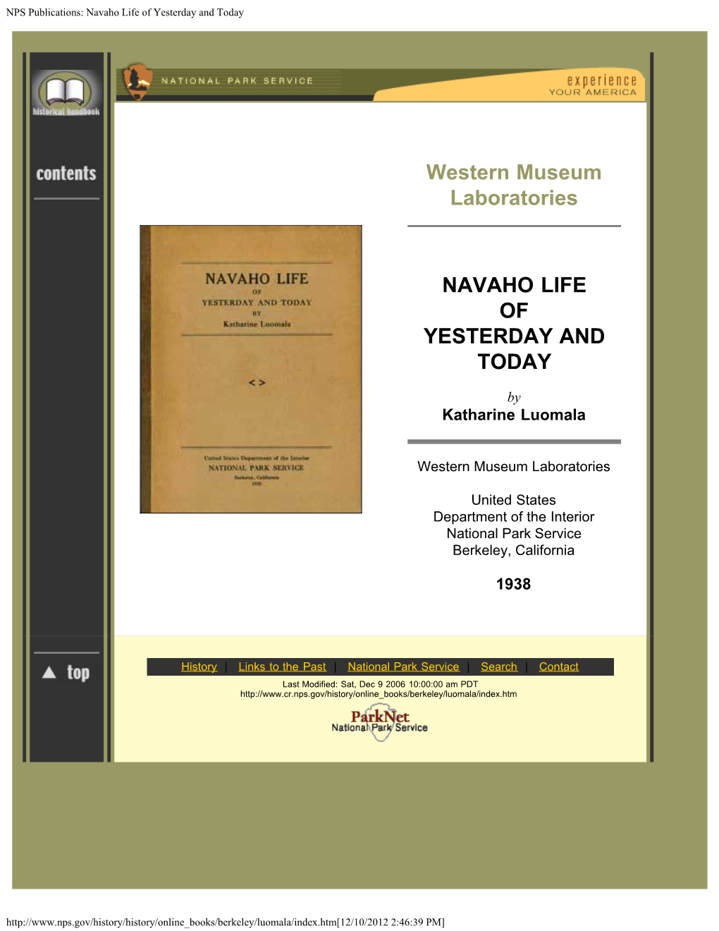 NPS Publications: Navaho Life of Yesterday and Today