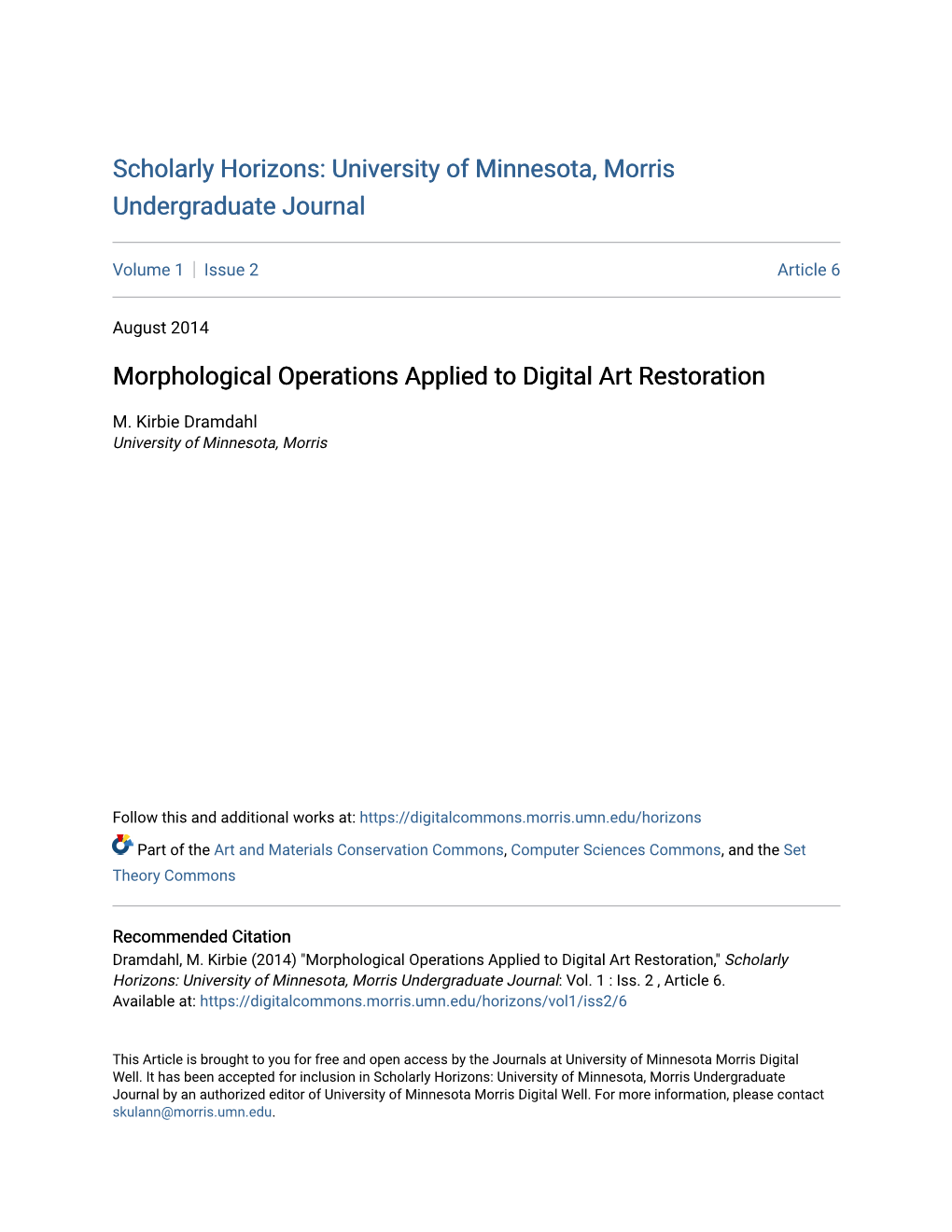 Morphological Operations Applied to Digital Art Restoration