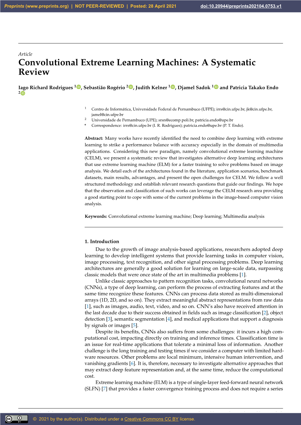 Convolutional Extreme Learning Machines: a Systematic Review