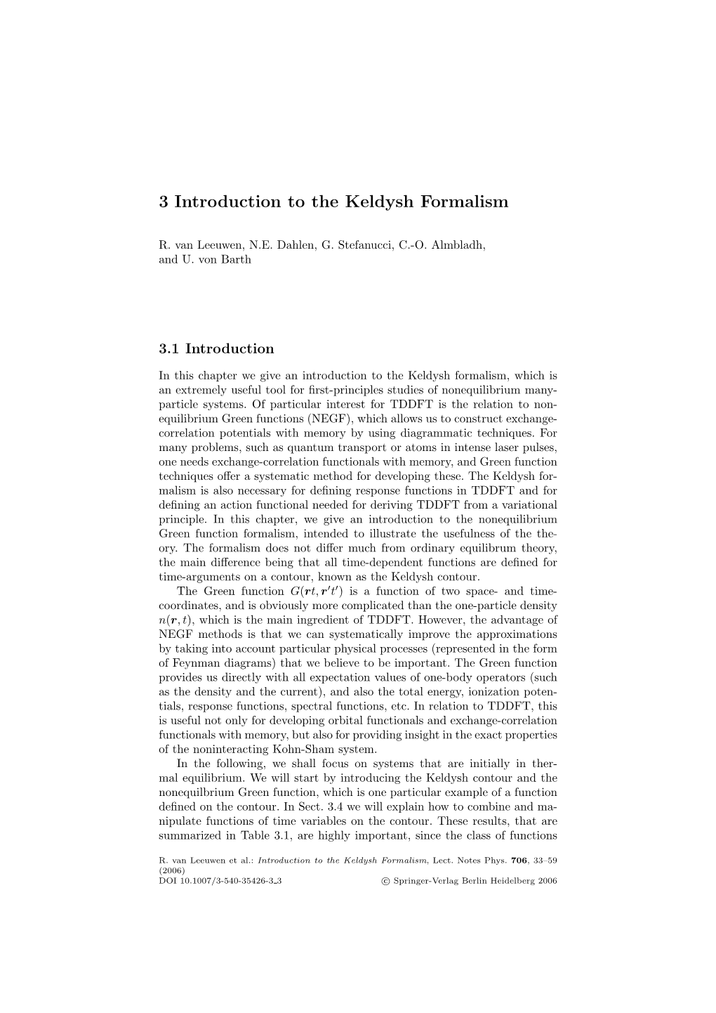 3 Introduction to the Keldysh Formalism
