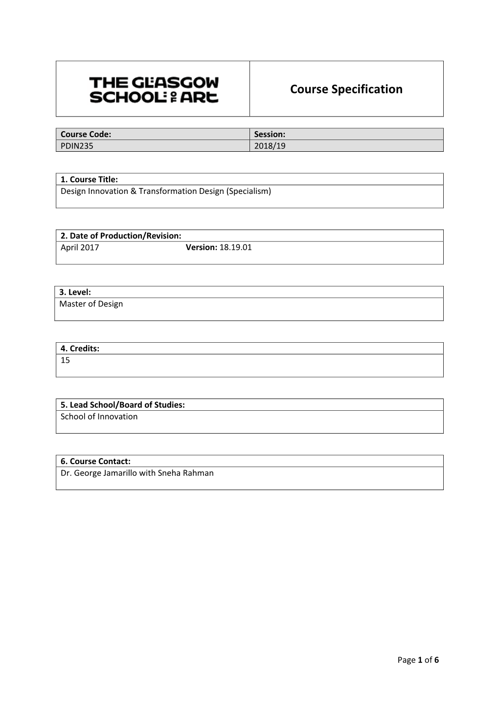 Course Specification