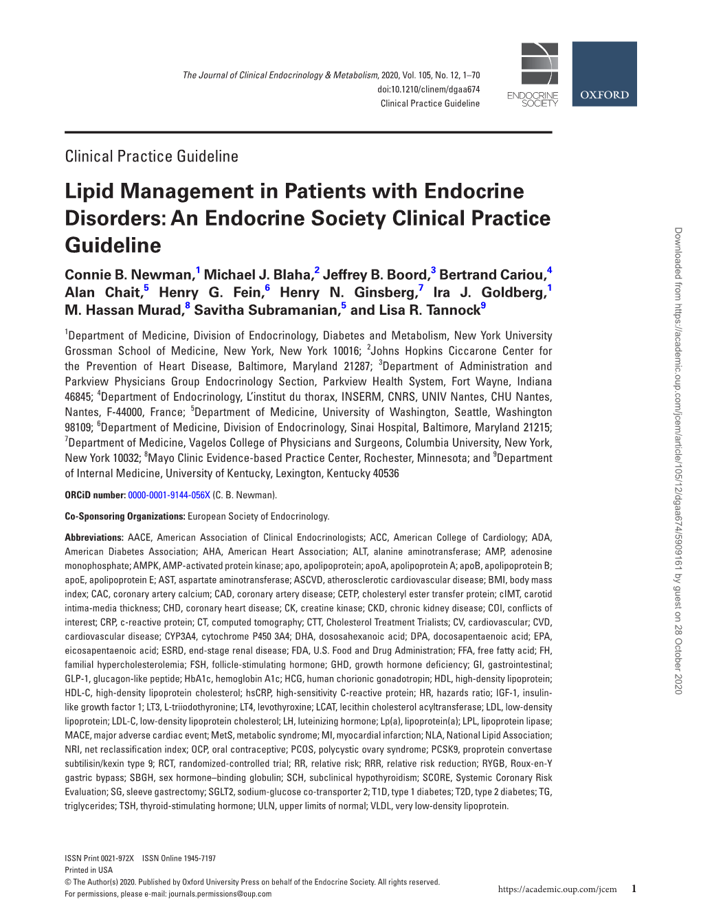 Lipid Management in Patients with Endocrine Disorders: an Endocrine