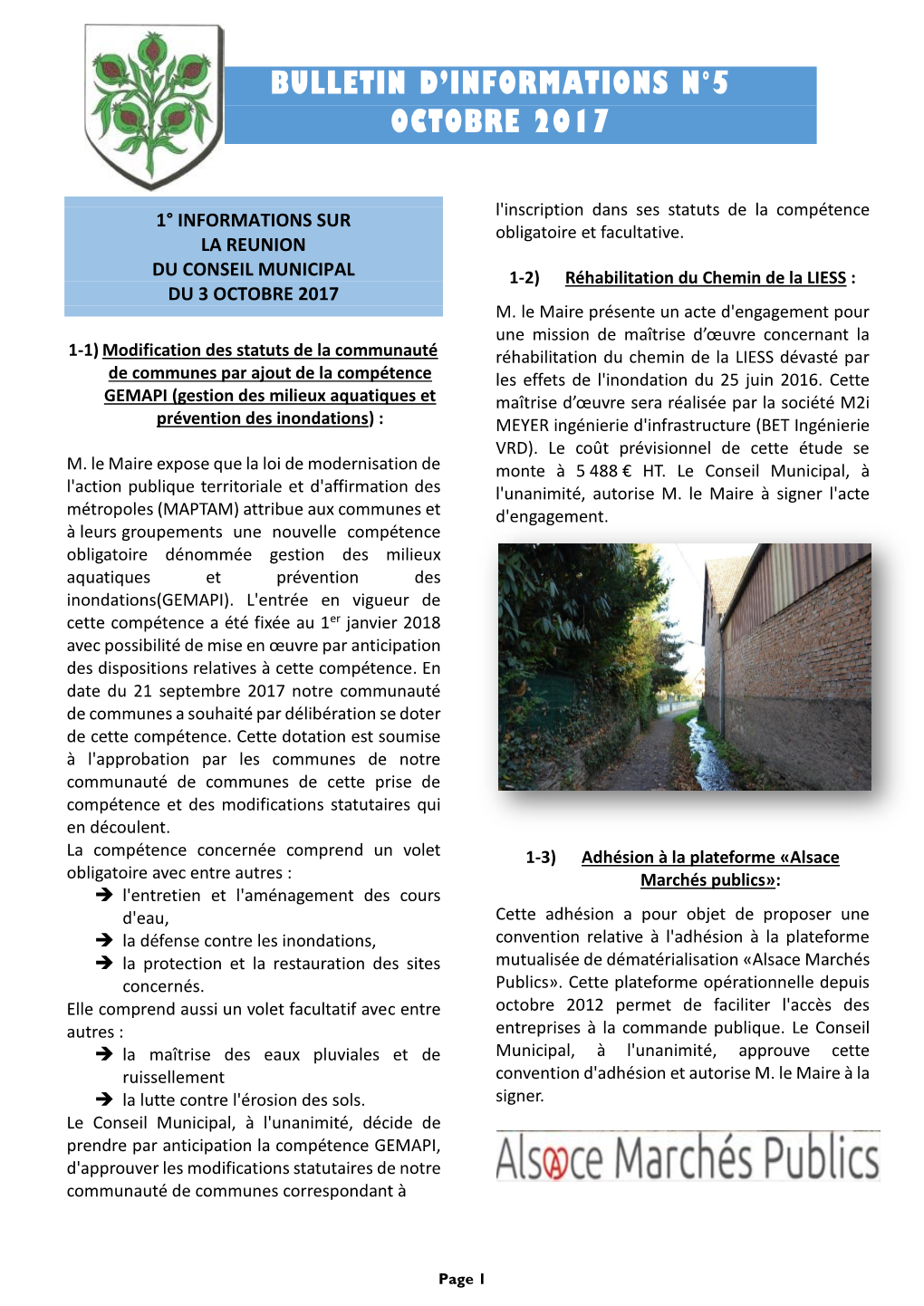 Bulletin D'informations N°5 Octobre 2017