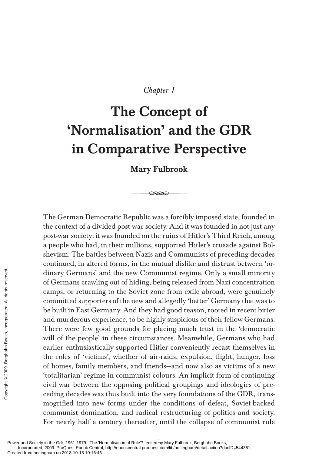 The Concept of 'Normalisation' and the GDR in Comparative Perspective