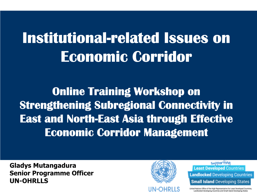 UN-OHRLLS: Institutional-Related Issues on Economic Corridor