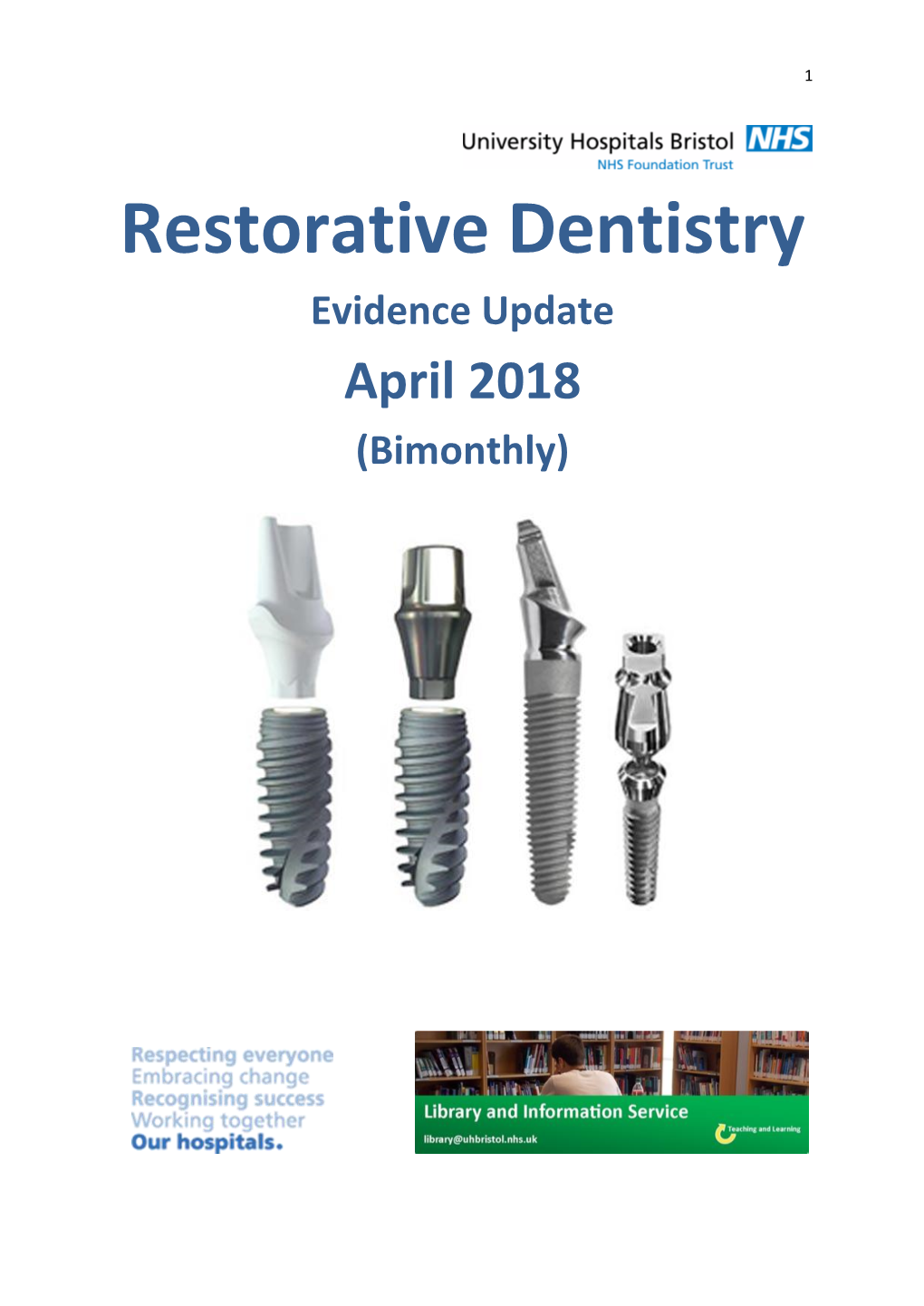 Restorative Dentistry Evidence Update April 2018 (Bimonthly)