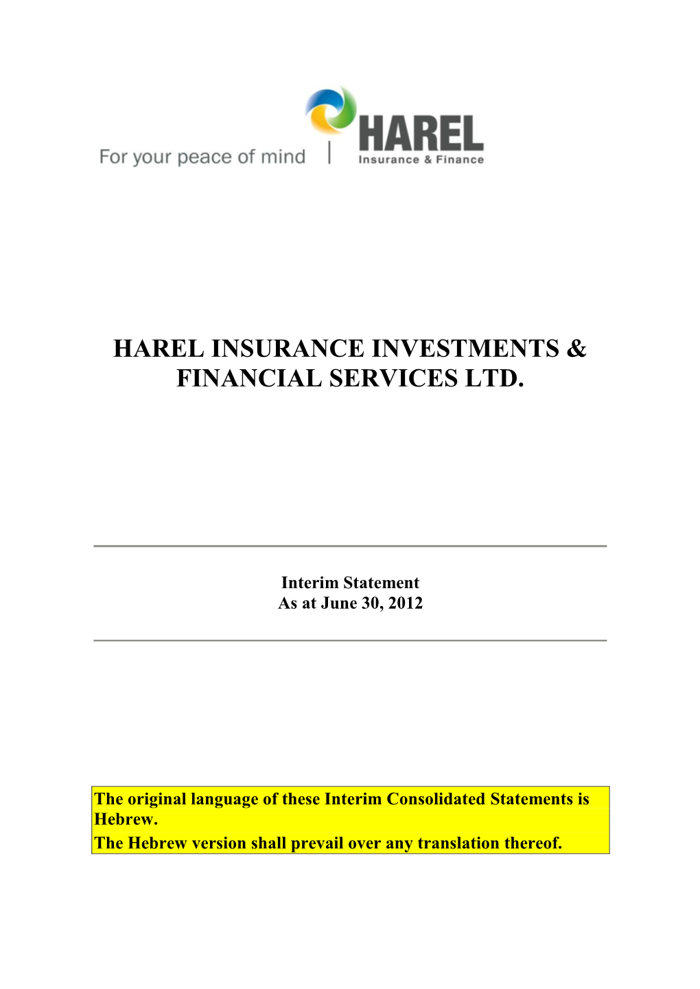 Harel Insurance Investments and Financial Services Ltd