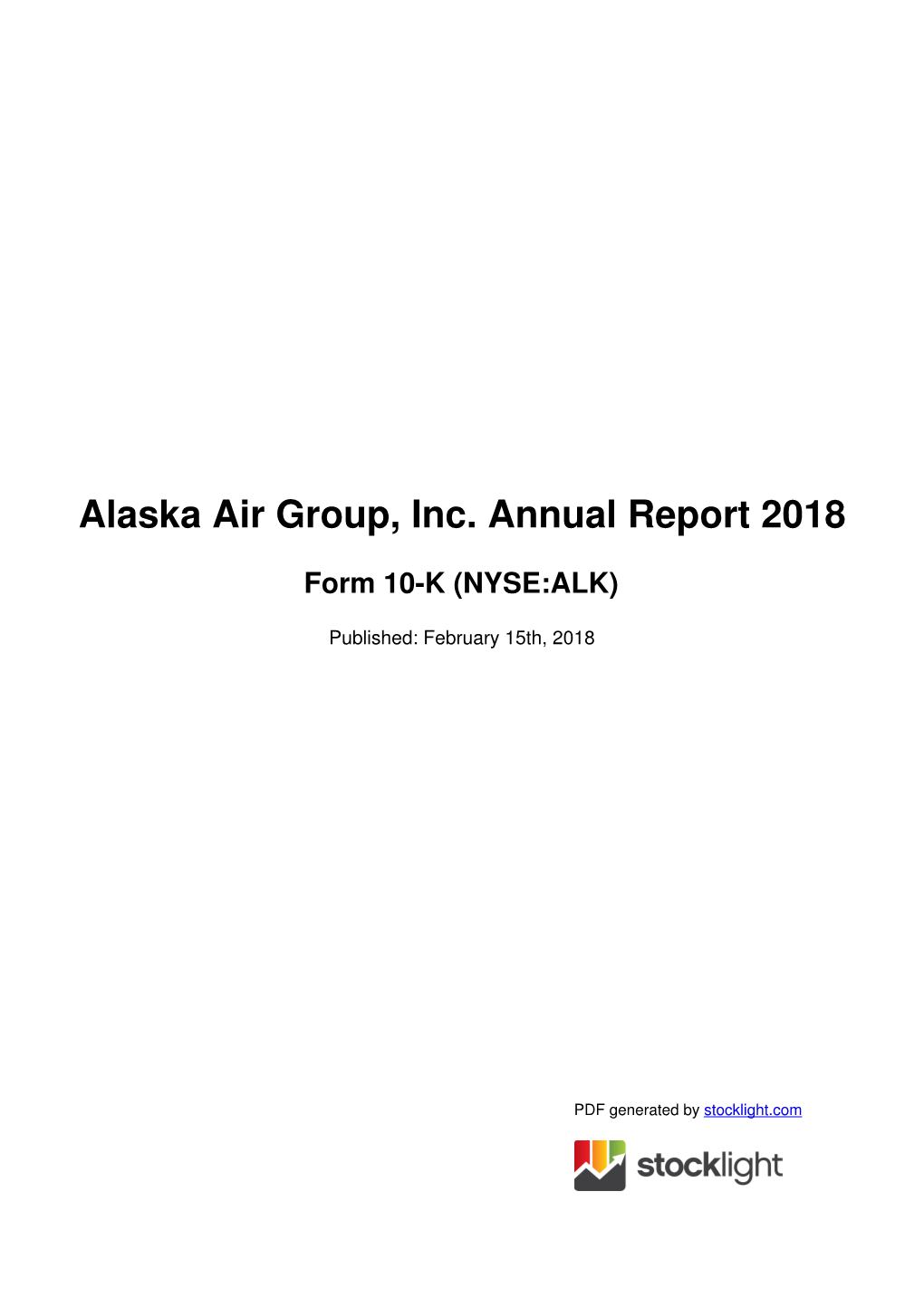 Alaska Air Group, Inc. Annual Report 2018