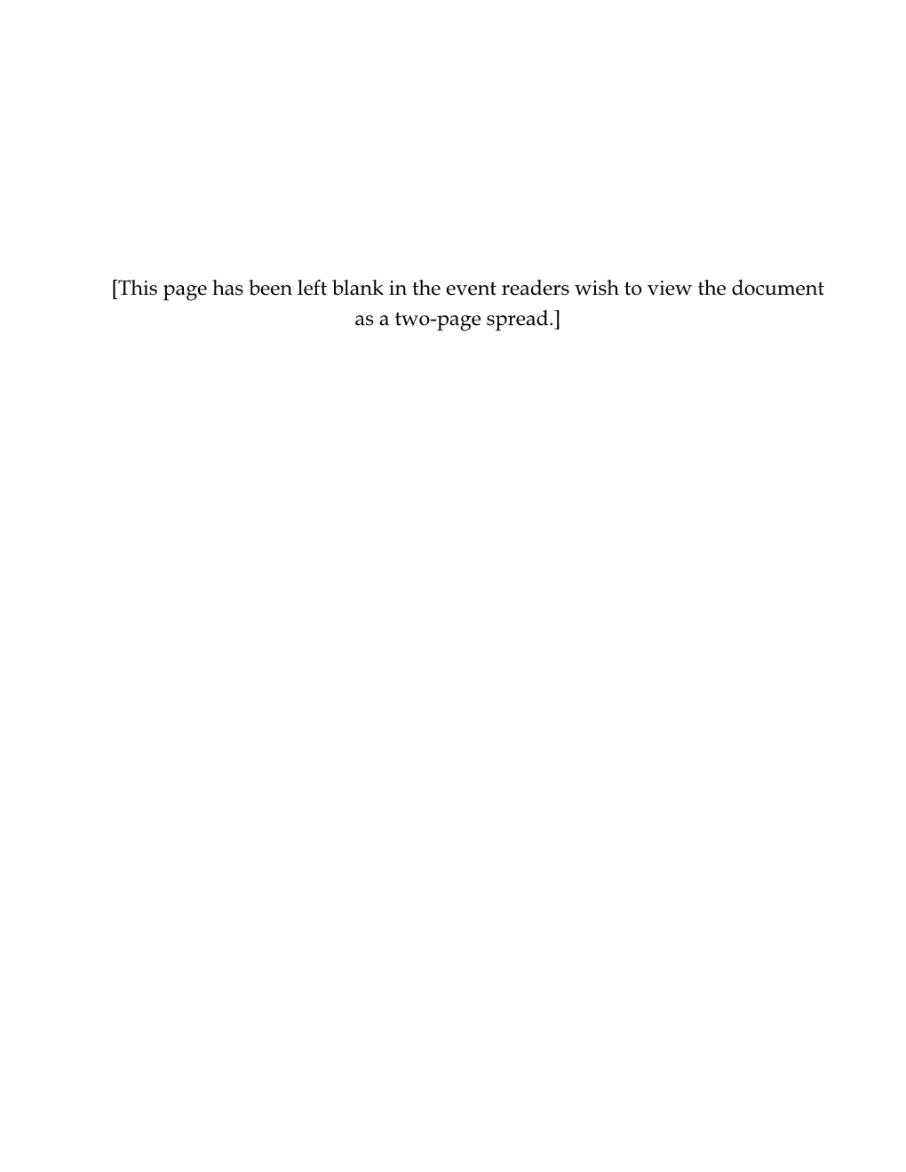 This Page Has Been Left Blank in the Event Readers Wish to View the Document As a Two-Page Spread