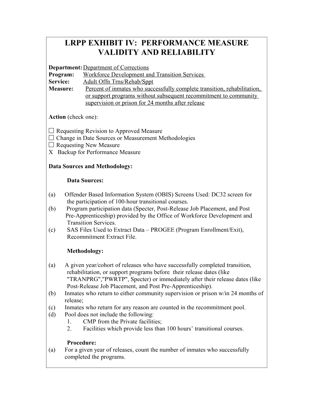 Schedule Xiv-B: Performance Measure Validity and Reliability