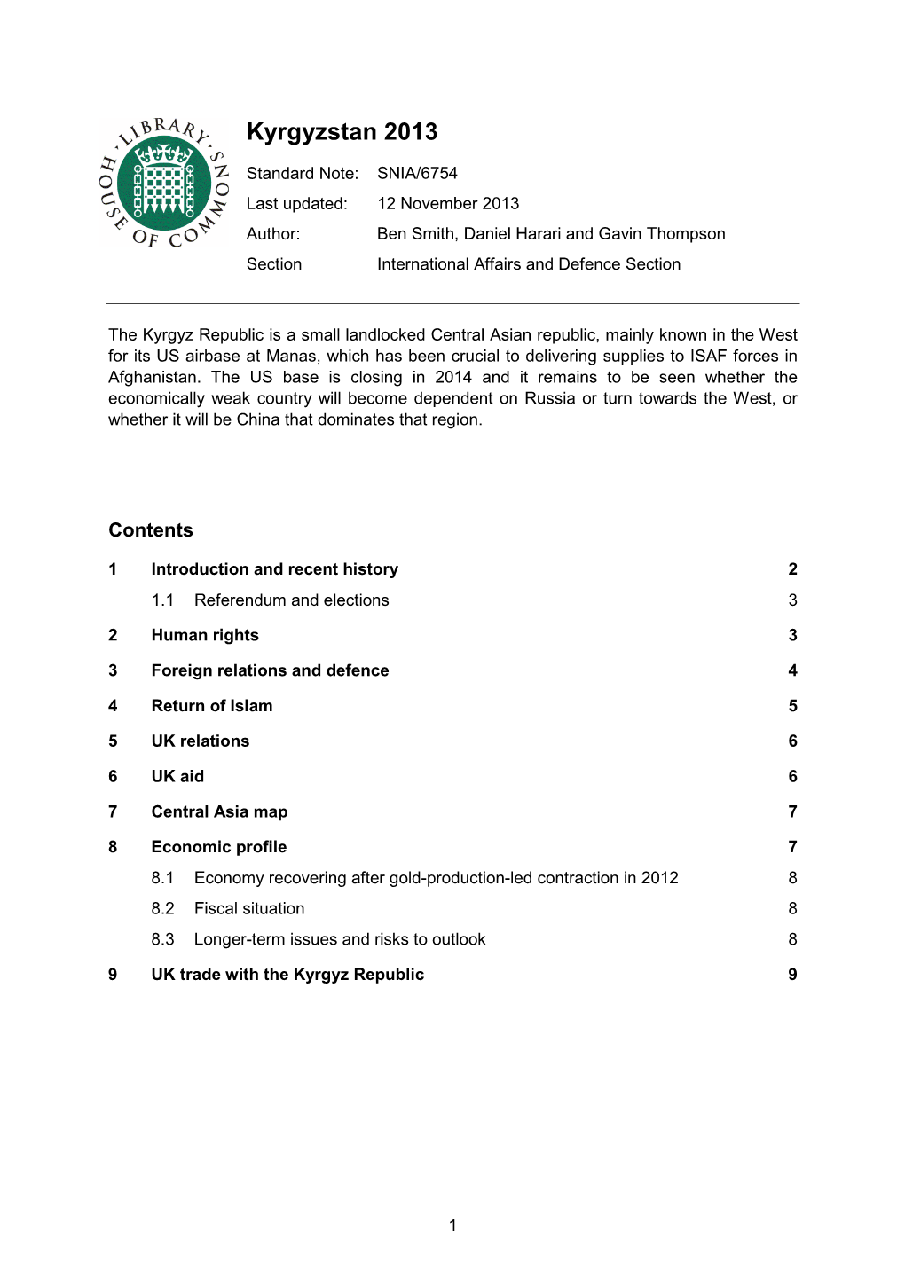 Standard Note: SNIA/6754 Last Updated: 12 November 2013